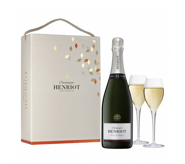 Coffret Dégustation Henriot - 1 Bouteille Blanc de blancs et 2 flûtes