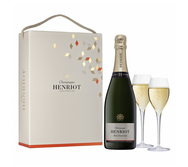 Coffret Dégustation Henriot - 1 Bouteille Brut et 2 flûtes